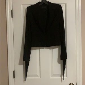 BCBG MaxAzria Memphis Fringe Sleeved Blazer Black